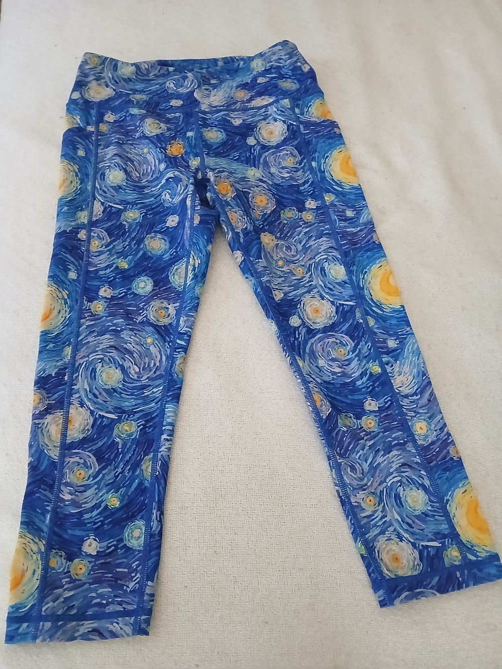 Constantly Varied Van Goh Style Swirl Sky Crop Yoga Leggings